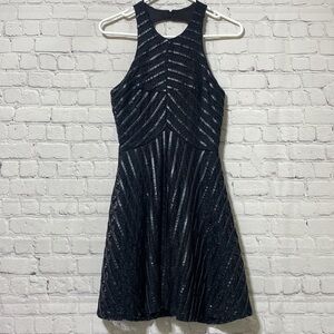 ANGL mini dress in black halter collar